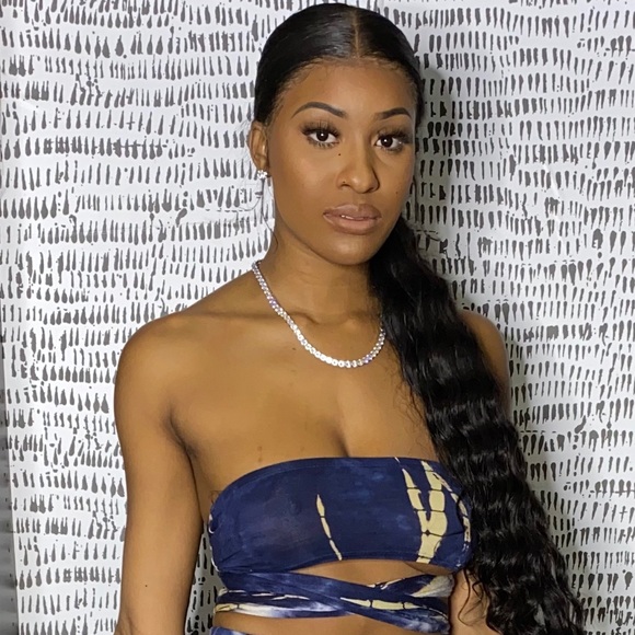 Tie Die Bandeau Strappy Crop Top (Part of a Set) - Picture 1 of 4